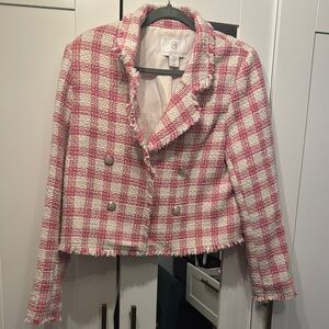 Pink/ White Tweed Suit Set(Jacket/Skort)